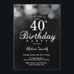 Silver Glitter 40th Birthday Invitation Card Kaart<br><div class="desc">Silver Glitter 40th Birthday Invitation Card. Volwassen verjaardag. Silver Glitter Bokeh Background 16e 18e 21e 30e 40e 50e 70e 80e 90e 100e. Elke leeftijd. Voor verdere aanpassing,  te klikken gelieve de knoop "van de Aanpassing het"en ons ontwerphulpmiddel te gebruiken om deze sjabloon te wijzigen.</div>