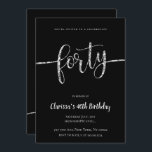 Silver Glitter 40th Birthday Invitations Kaart<br><div class="desc">Silver Glitter 40th Birthday Invitations. Veertig is geweldig met deze moderne en leuke feestelijke uitnodigingen. Deze stijlvolle partijuitnodiging is een klassieke keuze voor een elegante 40e verjaardag! Extra partijbenodigdheden en decoraties zijn beschikbaar bij Metro-Event.com en Metro-Events op Zazzle.</div>