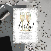 Silver Glitter 40th Birthday Party Kaart