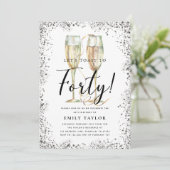 Silver Glitter 40th Birthday Party Kaart (Staand voorkant)