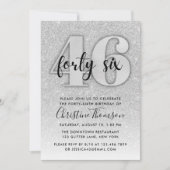 Silver Glitter 46th Birthday Invitation Kaart (Voorkant)