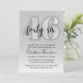 Silver Glitter 46th Birthday Invitation Kaart (Staand voorkant)