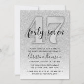Silver Glitter 47th Birthday Invitation Kaart (Voorkant)