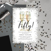 Silver Glitter 50th Birthday Party Kaart