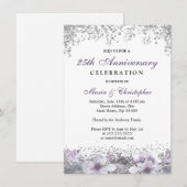 Silver Glitter 50th Wedding Jubileum Invite Kaart (Voorkant / Achterkant)