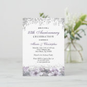 Silver Glitter 50th Wedding Jubileum Invite Kaart (Staand voorkant)