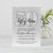 Silver Glitter 59th Birthday Invitation Kaart (Staand voorkant)