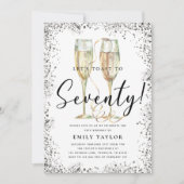 Silver Glitter 70e verjaardagsfeestje Kaart (Voorkant)