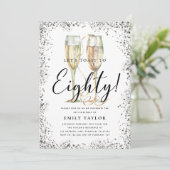 Silver Glitter 80e verjaardagsfeestje Kaart (Staand voorkant)