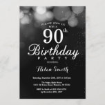 Silver Glitter 90th Birthday Invitation Card Kaart<br><div class="desc">Silver Glitter 90th Birthday Invitation Card. Volwassen verjaardag. Silver Glitter Bokeh Background 16e 18e 21e 30e 40e 50e 70e 80e 90e 100e. Elke leeftijd. Voor verdere aanpassing,  te klikken gelieve de knoop "van de Aanpassing het"en ons ontwerphulpmiddel te gebruiken om deze sjabloon te wijzigen.</div>