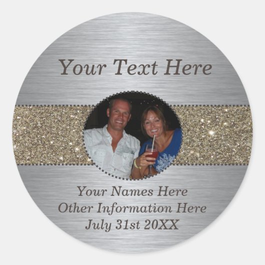 Silver & Glitter aangepaste foto Sticker (Voorkant)
