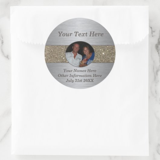 Silver & Glitter aangepaste foto Sticker (Tas)