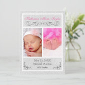 Silver Glitter - Aankondiging geboorte (Staand voorkant)