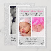 Silver Glitter - Aankondiging geboorte (Voorkant / Achterkant)