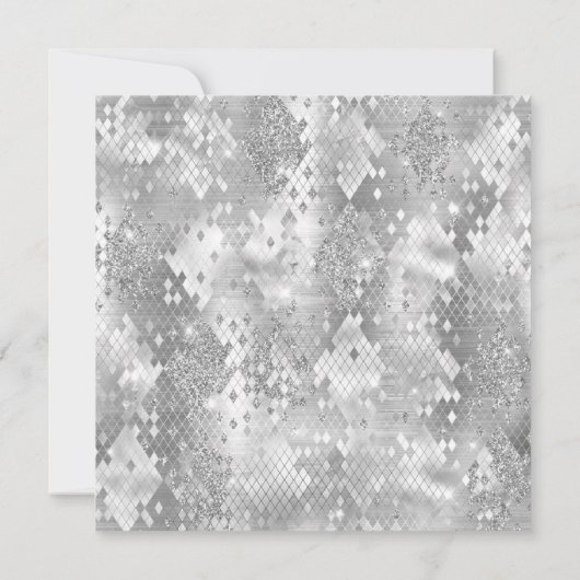 Silver Glitter Abstract Snake Glam Birthday Kaart (Achterkant)