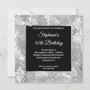 Silver Glitter Abstract Snake Glam Birthday Kaart