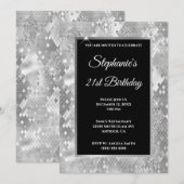 Silver Glitter Abstract Snake Glam Birthday Kaart (Voorkant / Achterkant)