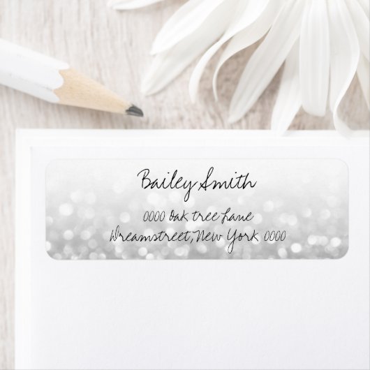 Silver Glitter-adreslabel Etiket (Insitu)
