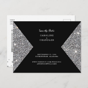 Silver Glitter Afbeelding & Black Foto opslaan Dat Aankondigingskaart