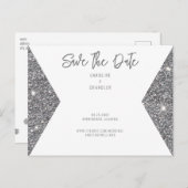 Silver Glitter Afbeelding Moderne Doopvont sparen  Briefkaart (Voorkant / Achterkant)