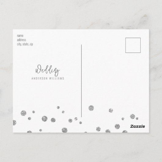 Silver Glitter Afbeelding Moderne Doopvont sparen  Briefkaart (Achterkant)