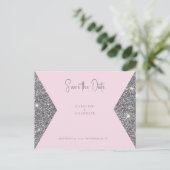 Silver Glitter Afbeelding Roze Bruiloft Save the D Briefkaart (Staand voorkant)