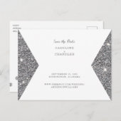 Silver Glitter Afbeelding Weddenschap Save the Dat Briefkaart (Voorkant / Achterkant)