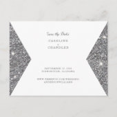 Silver Glitter Afbeelding Weddenschap Save the Dat Briefkaart (Voorkant)