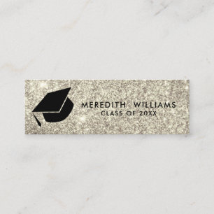 Silver Glitter Afstudeerder Pet Afstuderen Invoege Mini Visitekaartje