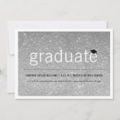Silver Glitter Afstuderen Eenvoudige GraduPartij Kaart (Voorkant)