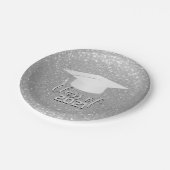 Silver Glitter Afstuderen Papieren Bordje (Gekanteld)