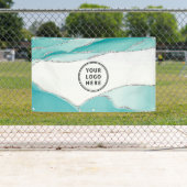 Silver Glitter Agate Blauwgroen Munt Uw Logo Spandoek (Insitu)