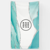 Silver Glitter Agate Blauwgroen Munt Uw Logo Spandoek (Verticaal)