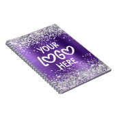 Silver Glitter Amethyst Faux Foil Business Logo Notitieboek (Rechterzijde)