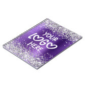 Silver Glitter Amethyst Faux Foil Business Logo Notitieboek (Linkerzijde)