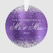 Silver Glitter Amethyst Folie 1e kerstfoto Ornament (voorkant)