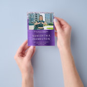 Silver Glitter Amethyst Folie Foto Afstuderen Flyer (Hand)
