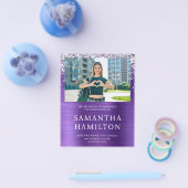 Silver Glitter Amethyst Folie Foto Afstuderen Flyer (Enkel)