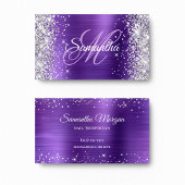 Silver Glitter Amethyst Folie Paars Monogram Visitekaartje