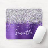 Silver Glitter Amethyst Glam Name Muismat (Met muis)