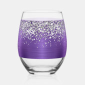Silver Glitter Amethyst Glam Name Wijnglas Zonder Voet (Links)