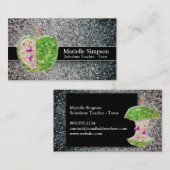 Silver Glitter Apple substitute leraar Tutor MUA Visitekaartje (Voorkant / Achterkant)