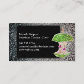 Silver Glitter Apple substitute leraar Tutor MUA Visitekaartje (Achterkant)