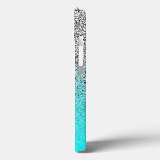 Silver Glitter Aqua Ombre Persoonlijk Case-Mate iPhone Case (Achterkant / Links)