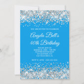 Silver Glitter Azure 40th Birthday Kaart (Voorkant)