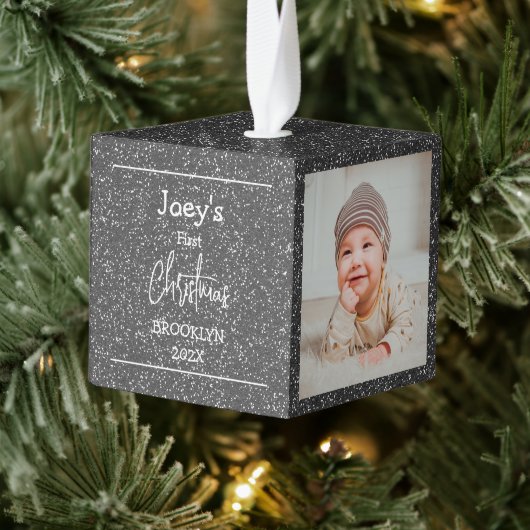 Silver Glitter baby eerste kerstdrie Foto Decoratie (Boom)
