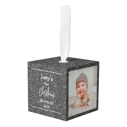 Silver Glitter baby eerste kerstdrie Foto Decoratie (Voorkant hoekig)