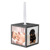 Silver Glitter baby eerste kerstdrie Foto Decoratie (Achter hoekig)