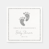 Silver Glitter Baby Feet Baby shower Gepersonalise Servet (Voorkant)