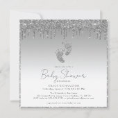 Silver Glitter Baby shower Invitation Kaart (Voorkant)